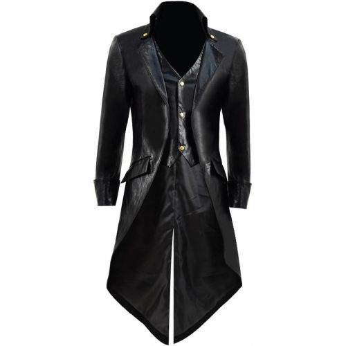  Xiao Maomi Men Boys Kids Tailcoat Steampunk Long Coat Jacket Formal Gothic Cosplay Costumes Victorian Rocker Themed Party