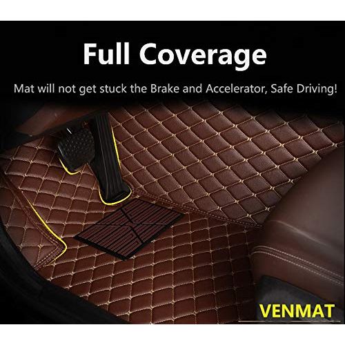 VENMAT Car Floor Mats Tailored for Audi Q5 2007-2015 Auto Foot Carpets Faux Leather All Weather Waterproof Full Surrounded Anti Slip 3D Car Liner Rugs (Black with Black Stitch)