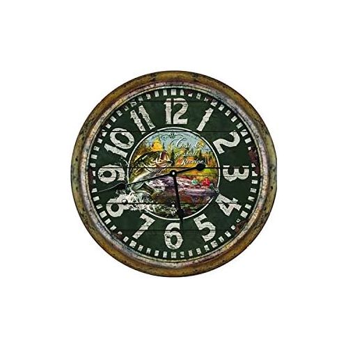  Rivers Edge Products 26-Inch Distressed Fishing Clock