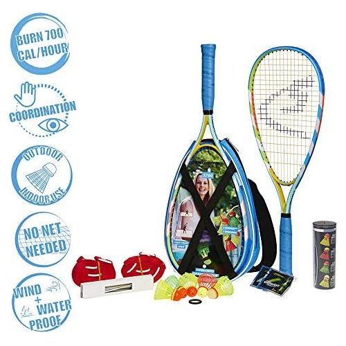  Speedminton S700 Set - Original speed badminton  crossminton all-round set that includes 2 rackets, 5 Speeder tube, Easy Court, bag