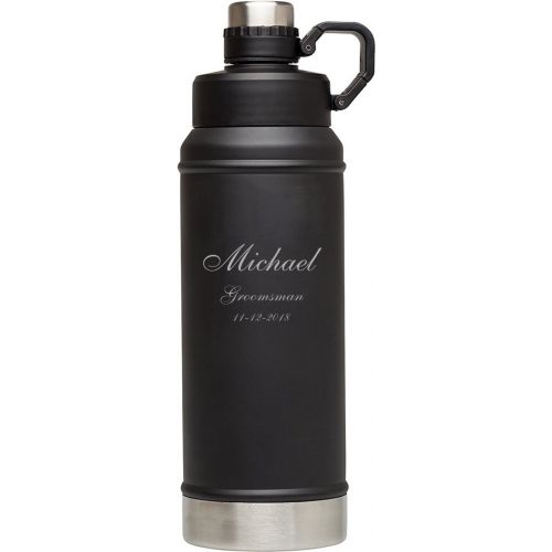 스텐리 Personalized Stanley 36oz Black Classic Vacuum Water Bottle, Free Engraving