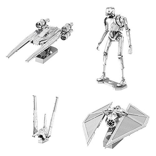  Fascinations Metal Earth 3D Metal Model Kits - Star Wars Rogue One Set of 4 - U-Wing Fighter, TIE Striker, Krennics Imperial Shuttle, K-2SO