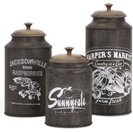 Imax 73383-3 Darby Metal Canisters - Set of 3 Handcrafted Lidded Kitchen Containers in Brown. Tabletop Kitchen Accessories