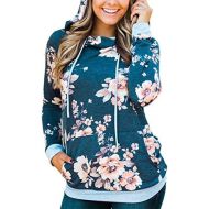 [아마존 핫딜] [아마존핫딜]Angashion Women Hoodies-Tops- Floral Printed Long Sleeve Pocket Drawstring Sweatshirt with Pocket
