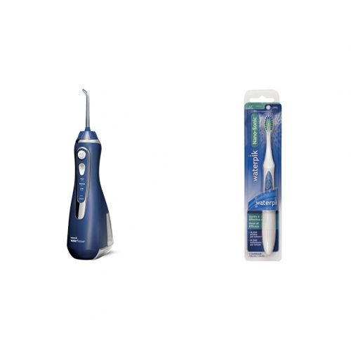  Waterpik Cordless Advanced Water Flosser, Classic Blue + Nano Sonic Toothbrush