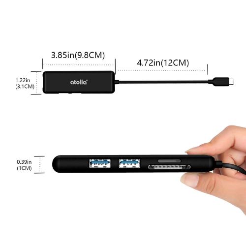  [아마존 핫딜]  [아마존핫딜]Atolla atolla USB C Hub, 5 in 1 Aluminum USB C HDMI Adapter mit 2 USB 3.0 Ports, SD/Micro SD-Kartenleser fuer MacBook Pro, Chromebook und mehr Type-C Gerate