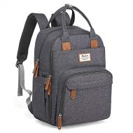 [아마존베스트]Diaper Bag Backpack, RUVALINO Large Multifunction Travel Back Pack Maternity Baby Nappy Changing Bags, Large Capacity, Waterproof and Stylish (Dark Gray)