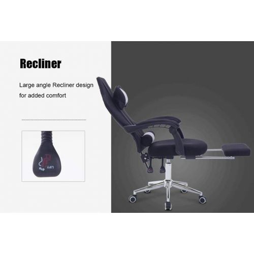  LJQ E-Sports Chair Gaming Chair,Ergonomic Recliner High-Back Height Adjustable Massage Lumbar Swivel Rocker Headrest Retractable Footrest Lumbar Support,Multifunction PC Chair,Red