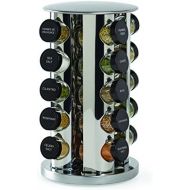 Kamenstein Revolving 20-Jar Countertop Spice Rack Tower Organizer with Free Spice Refills for 5 Years,Silver