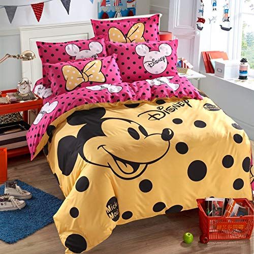  ATUSY Bedding Sets|Mickey Mouse Minnie Children Bedding Set Queen Full Single Size Cover Flatsheet...