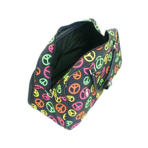  World Traveler 21-Inch Carry-On Shoulder Tote Duffel Bag, Multi Peace Sign, One Size