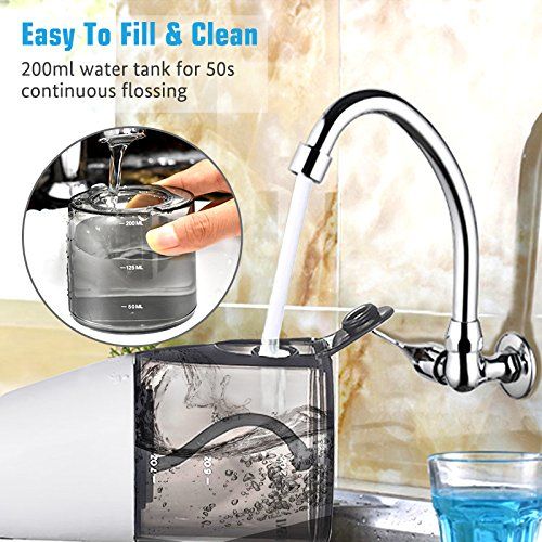  Cordless Water Flosser Oral Irrigator, Nicefeel IPX7 Waterproof 3-Mode USB Rechargable Professinal Portable Water Dental Flosser with 4 Jet Tips for Braces and Teeth Whitening of F
