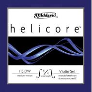 DAddario D’Addario H310W Helicore Violin String Set, 4/4 Scale Medium Tension with Steel E String (1 Set)  Stranded Steel Core for a Clear, Warm Tone  Versatile and Durable  Sealed Pouch