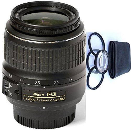  BASEDEALS Nikon 18-55mm f3.5-5.6G ED II Auto Focus-S DX (White Box) + 4pc Macro Lenses Set (+1 +2 +4 +10)
