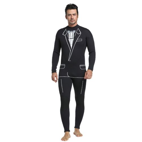  MonkeyJack Mens Tuxedo Wetsuit Formal Style Black 3mm Neoprene Suit Tie Surf Surfing SCUBA Dive Diving Suit