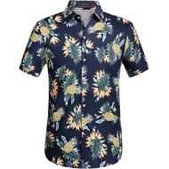 SSLR Mens Pineapple Straight Fit Casual Short Sleeve Hawaiian Shirt