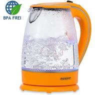 monzana Wasserkocher Teekessel Teekocher 1,7 L orange 2200 Watt LED Innenbeleuchtung 360° kabellos BPA frei