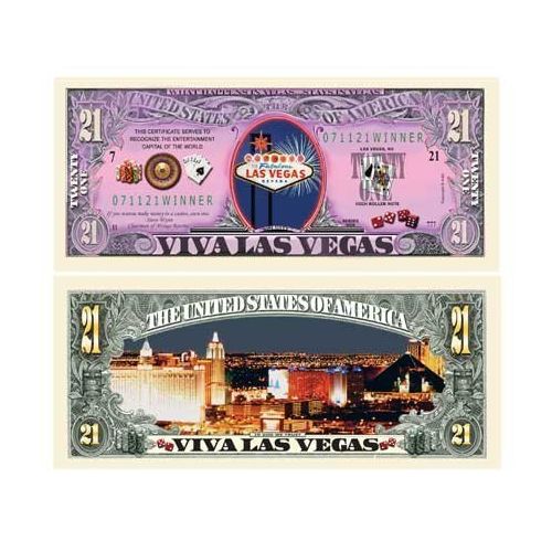  Las Vegas Sin City Gambling 21 Dollar Bill With Bill Protector by Hepkat Provisioners