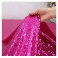 QueenDream 4yards Sequin Table Runner Fuchsia Sequin Fabric Tablecloth Sheer Sequin Fabric for Wedding Birthday Party Eventing Decor