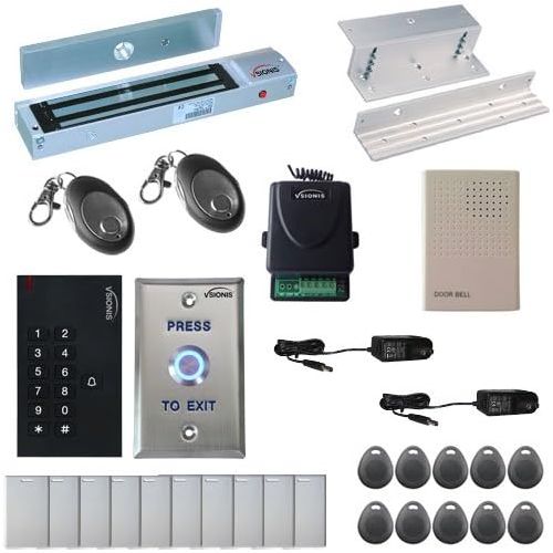  Visionis FPC-5339 One Door Access Control Inswinging Door 600lbs Maglock with VIS-3002 Indoor use only KeypadReader Standalone no software em card compatible 500 users Wireless Re