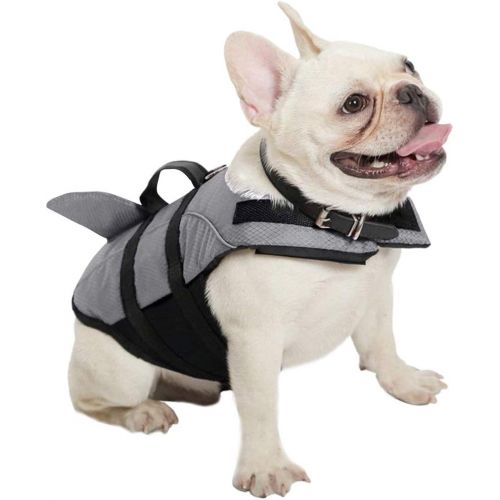  SUNFURA Dog Lifejacket, Attractive Pet Life Vest with Superior Buoyancy and Adjustable Quick Release Buckle, Dog Lifesaver Swimsuit with Cute Shark Fin for Small, Medium and Large