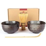 Goodwei Japanisches Matcha-Set Duo mit zwei Matcha-Schalen, aus Keramik