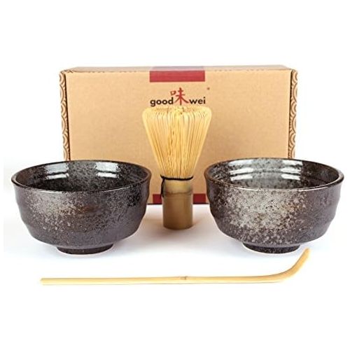  Goodwei Japanisches Matcha-Set Duo mit zwei Matcha-Schalen, aus Keramik
