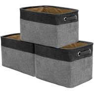 [아마존 핫딜] Sorbus Storage Large Basket Set [3-Pack] - 15 L x 10 W x 9 H, Big Rectangular Fabric Collapsible Organizer Bin Box with Carry Handles for Linens, Towels, Toys, Clothes, Kids Room,