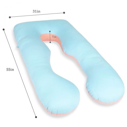  QUEEN ROSE Pregnancy Pillow and U-Shape Full Body Pillow with Velvet Cover,Blue and Gray