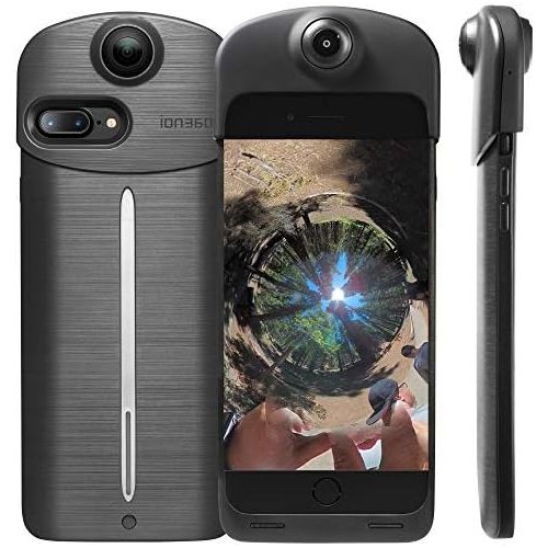  ION360 U - 4K Ultra HD 360-Degree Camera and Smartphone Charging Battery Case for Apple iPhone 7 Plus Charcoal Grey