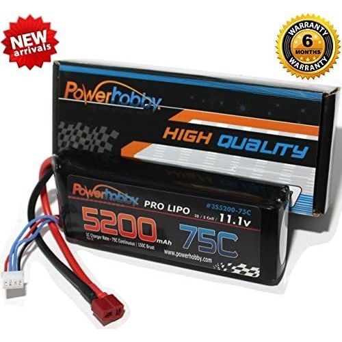 Hobbypower PowerHobby 3S 11.1V 5200mAh 75C Lipo Battery 2 Pack w Deans Plug 3-Cell (2) Fits : Assocated Hpi Savage Vorza E10 Rs4 Blitz Arrma Kraton Typhon Duratrax …