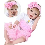 NPK Realistic Reborn Baby Doll Girl Newborn Baby Silicone Vinyl 22 Handmade Weighted Body Pink Tutu Skirt