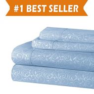 Elegant Comfort Luxurious Silky Soft Coziest 4-Piece Bed Sheet Set Beautiful Design Wrinkle, Light Blue/Aqua, Queen