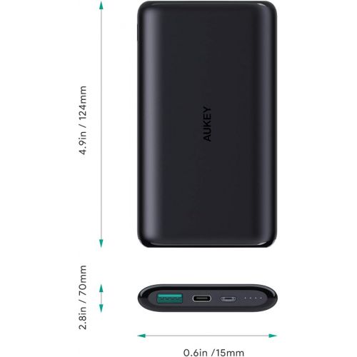  [아마존핫딜][아마존 핫딜] AUKEY USB C 보조 배터리, 10000mAh 휴대용 충전기, 이중 출력 배터리 팩 아이폰 Xs/XS Max/XR, 삼성 갤럭시 노트9 및 그 외 호환