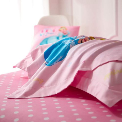  Casa 100% Cotton Kids Bedding Set Girls Princess Cinderella Duvet Cover and Pillow case and Flat Sheet,3 Pieces,Twin