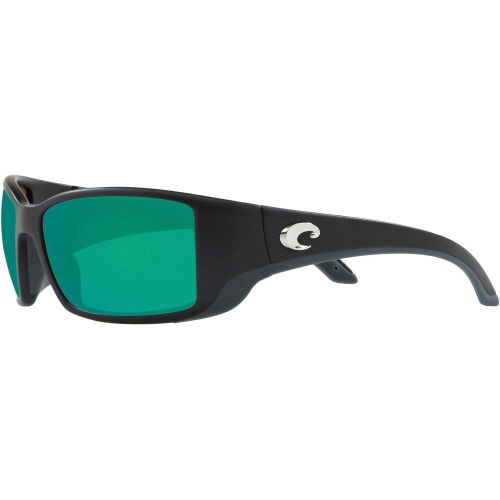  Costa Del Mar Blackfin Sunglasses, Black, Green Mirror 580Glass Lens