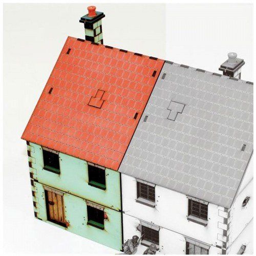  Reaper World at War - Buildings & Terrain 28mm Right Side Semi-House - Type #1 (Pre-Painted)
