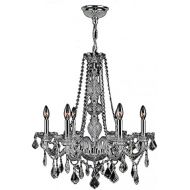 Worldwide Lighting Provence Collection 6 Light Chrome Finish and White Crystal Chandelier 24 D x 28 H Large