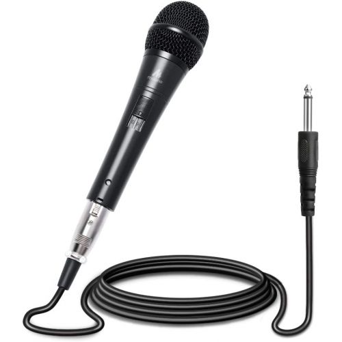  Professional Dynamic Cardioid Vocal Wired Microphone with XLR Cable (19ft XLR-to-14 cable), MAONO-K04 Metal Cord Mic Plug And Play for Stage, Performance, Karaoke, Public Speaking
