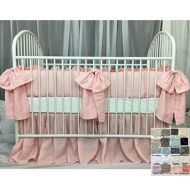 SuperiorCustomLinens Baby Crib Bedding Set with Large Bow and Sash Ties White, Grey, Cream, Pink, Blue, Stripe, Chevron, 40+ colors, Custom Size, Custom Made, FREE SHIPPING