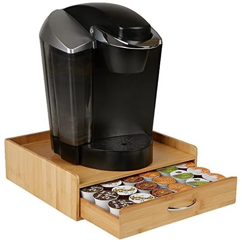  Mind Reader 36 Capacity Bamboo K-Cup Single Serve Coffee Pod Storage Drawer with Lip Panel, Brown