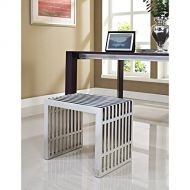 Modway Gridiron Stainless Steel Coffee Table with Tempered Glass Top