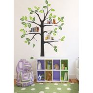 Luckshop vinyl family tree wall decal bedroom tree decal with shelves simple nursery trees leaf home Decals Wall Sticker stickers murals mural