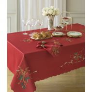 Lenox Holiday Linens Nouveau Cutwork Tablecloth Oblong Red 52 X 70