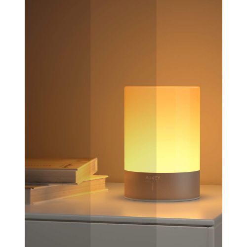  [아마존 핫딜] [아마존핫딜]AUKEY Cordless Lamp Rechargeable Table Lamp LED Bedside Lamp with Dimmable Warm White Light & Color Changing RGB, Touch Lamp for Bedrooms