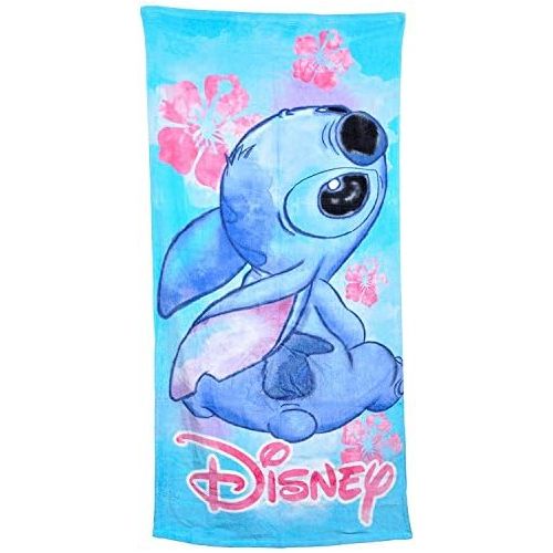 디즈니 Disney Floral Stitch Beach Towel 28x58 (1)