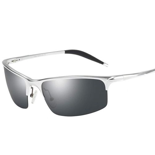  SX Aluminum-Magnesium Mens Polarized Sunglasses, Driving Sports Goggles (Color : Silver Frame)
