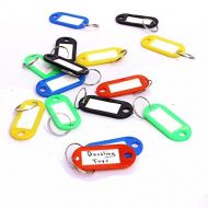 Dazzling Toys 10 Pack Key Tags with Label Window - Plastic, 2 X 7/8 - Assorted Colors Key Rings