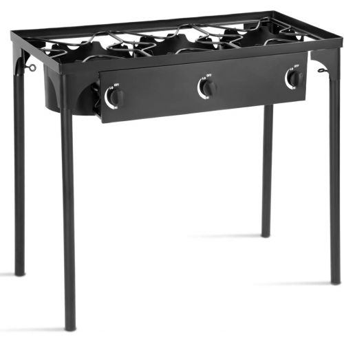  GYMAX Outdoor Stove, 3-Burner High Pressure Propane Gas Camp Stove with Detachable Legs, Perfect for Camping Patio, 225,000-BTU