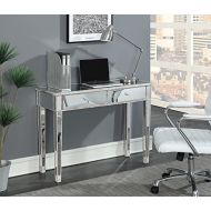 Convenience Concepts Gold Coast Mirrored Desk Vanity, Weathered White / Mirror